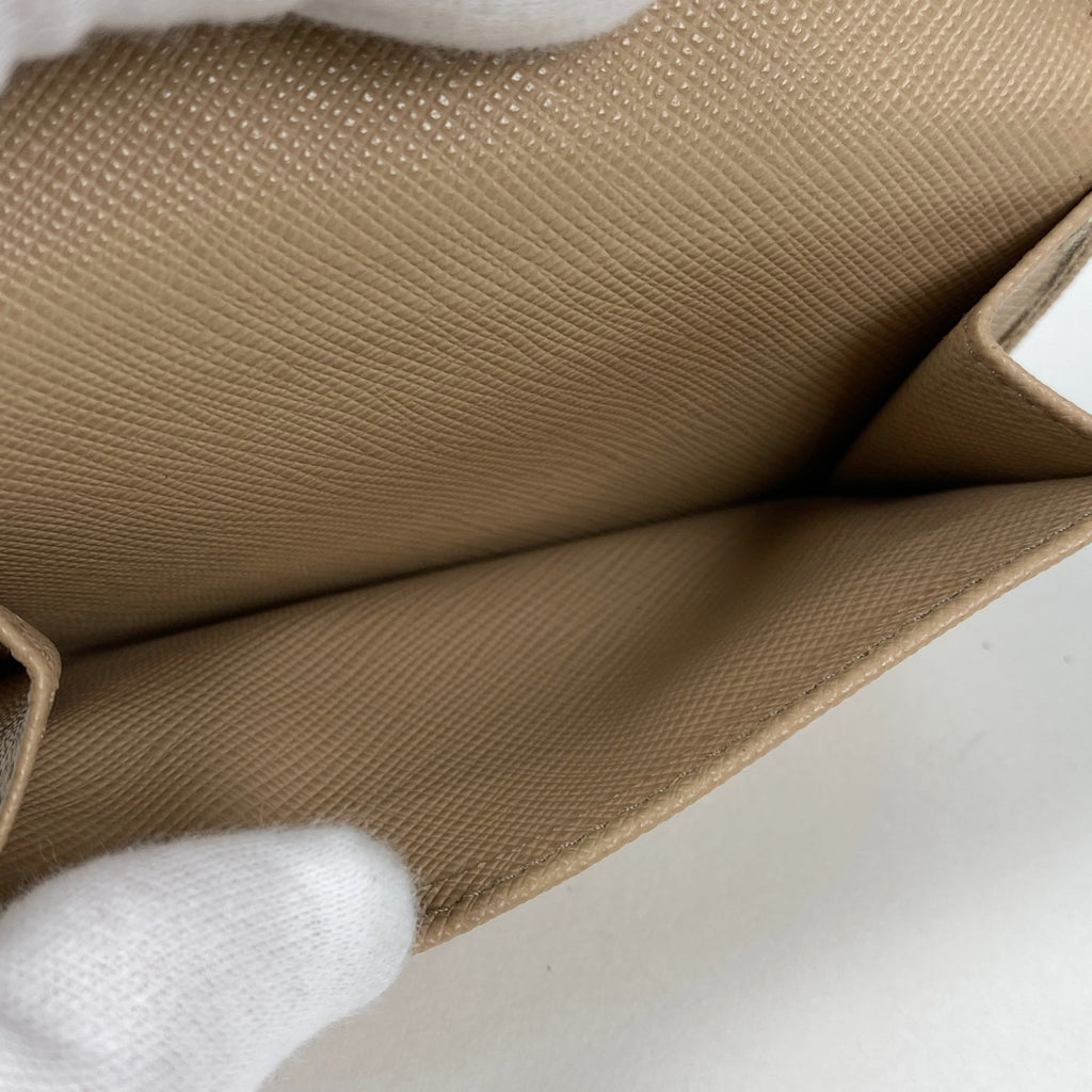 プラダ ロゴ カードケース リボン カード入れ カードケース サフィアーノレザー ベージュ レディース 【中古】brbag