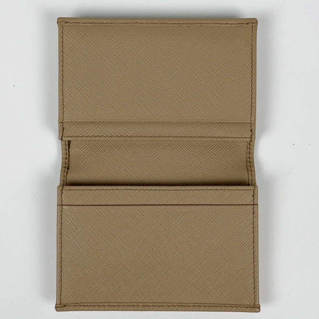 プラダ ロゴ カードケース リボン カード入れ カードケース サフィアーノレザー ベージュ レディース 【中古】brbag