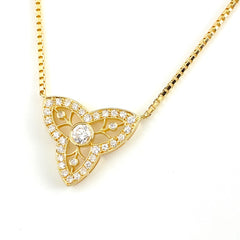 ダイヤモンド デザインネックレス YG イエローゴールド ペンダント メレダイヤ ネックレス K18 750 ダイヤモンド レディース 【中古】nbjwl