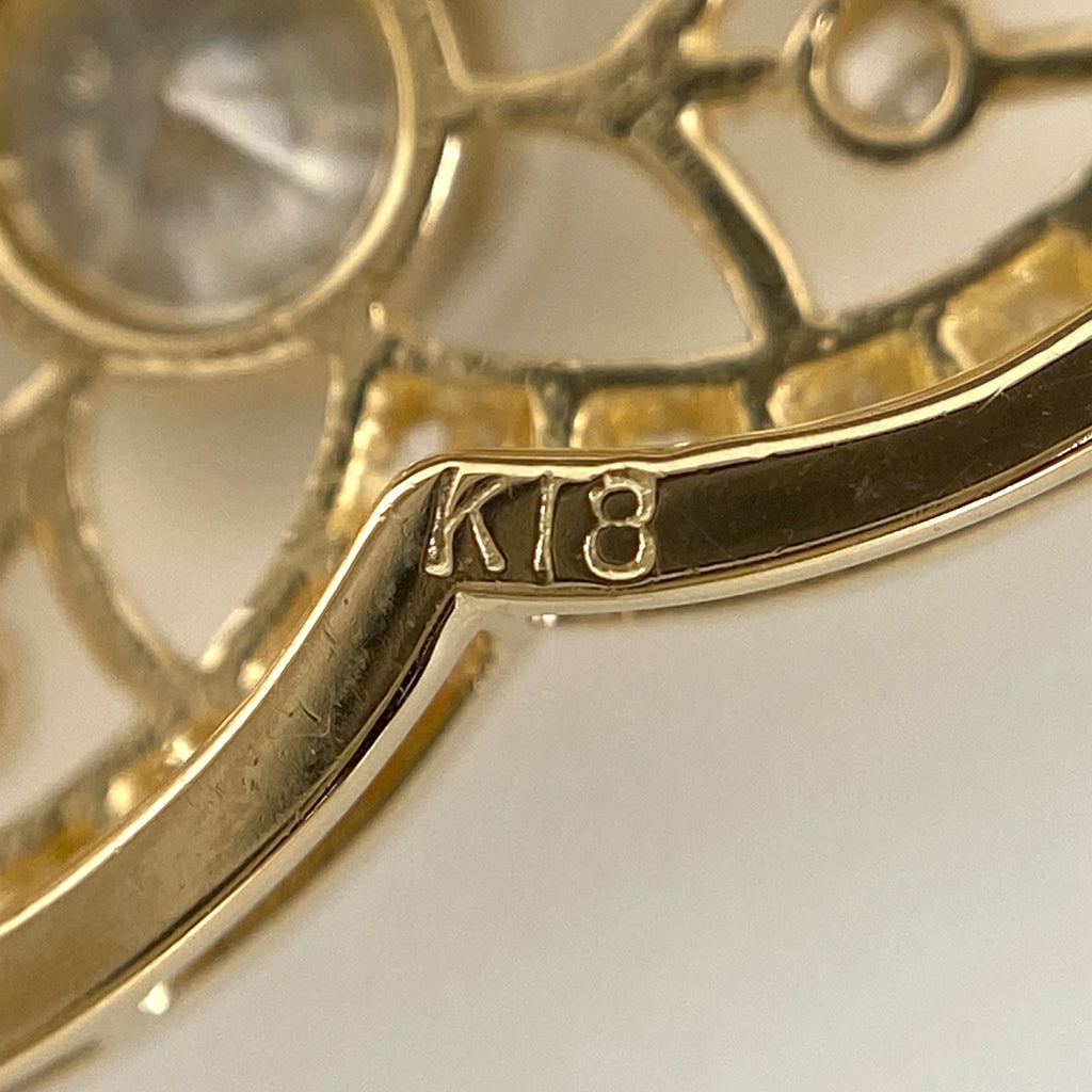ダイヤモンド デザインネックレス YG イエローゴールド ペンダント メレダイヤ ネックレス K18 750 ダイヤモンド レディース 【中古】nbjwl