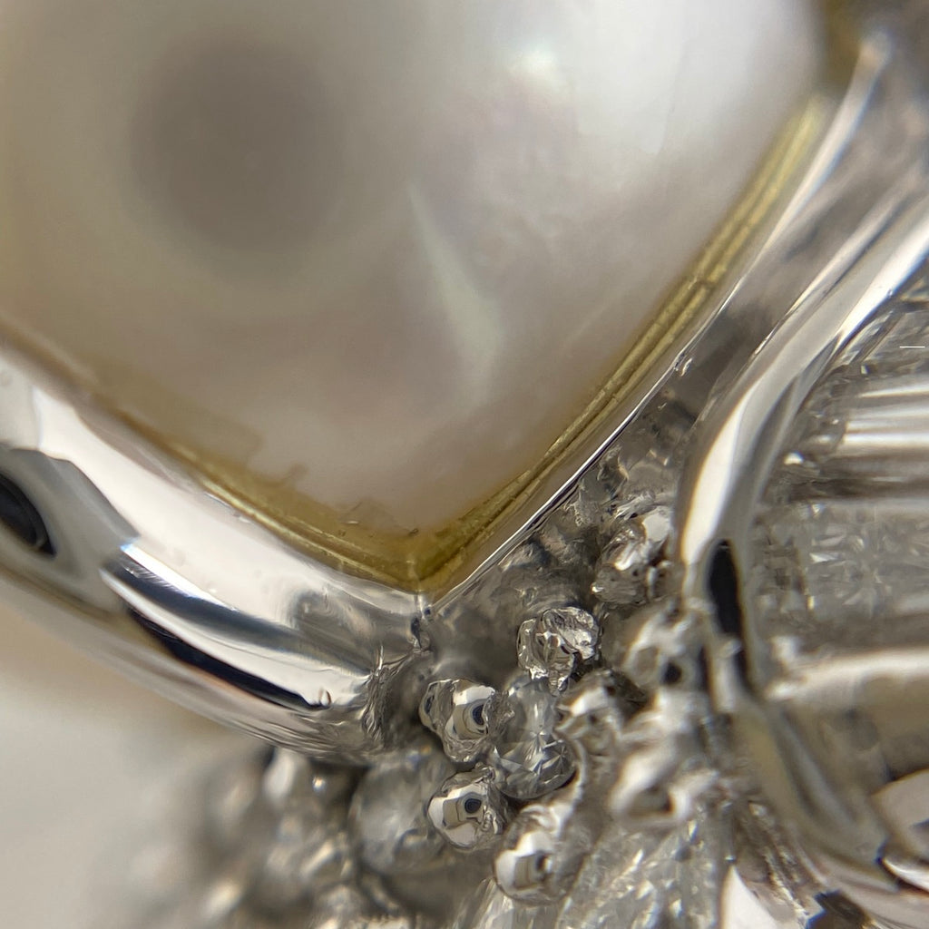パール デザインリング プラチナ メレダイヤ 指輪 真珠 リング 13号 Pt900 パール ダイヤモンド レディース 【中古】 
 ラッピング可