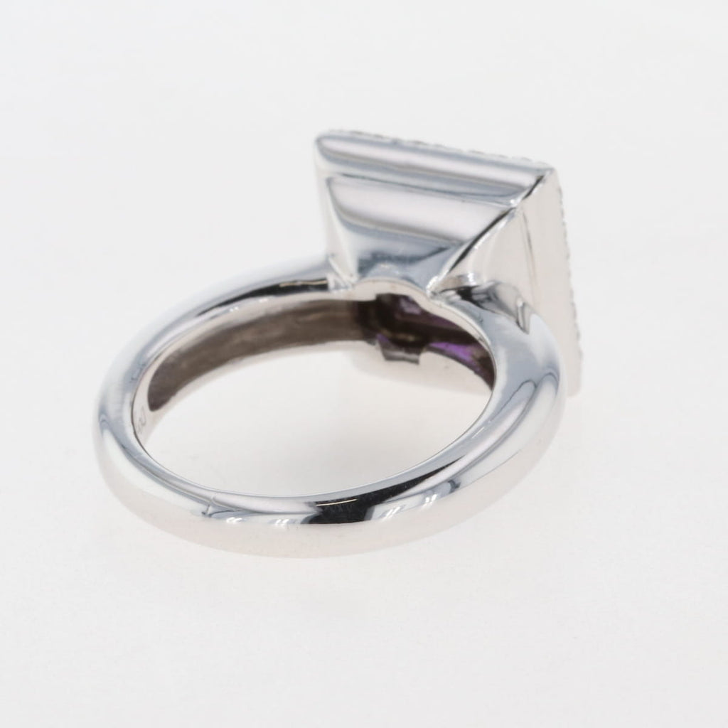 アメジスト デザインリング 指輪 メレダイヤ リング 12号 K18 アメジスト ダイヤモンド レディース 【中古】 
 ラッピング可