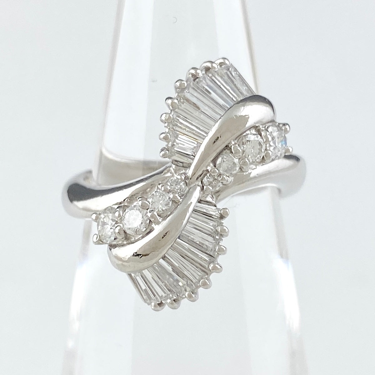 メレダイヤ デザインリング プラチナ 指輪 リング 7号 Pt900 ダイヤモンド レディース 【中古】 