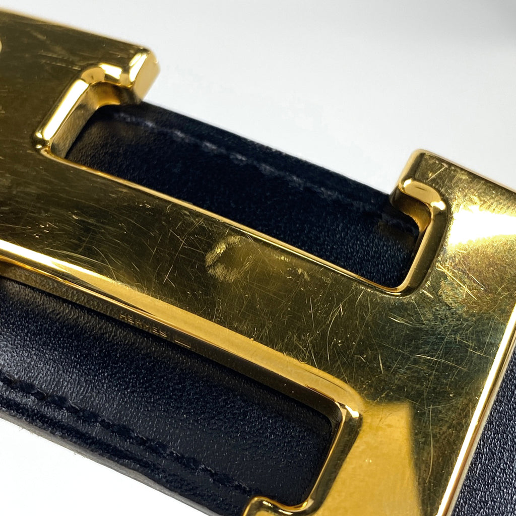 エルメス コンスタンス リバーシブル Hベルト □A刻印 ベルト レザー ブラック ブラウン レディース 【中古】brbag