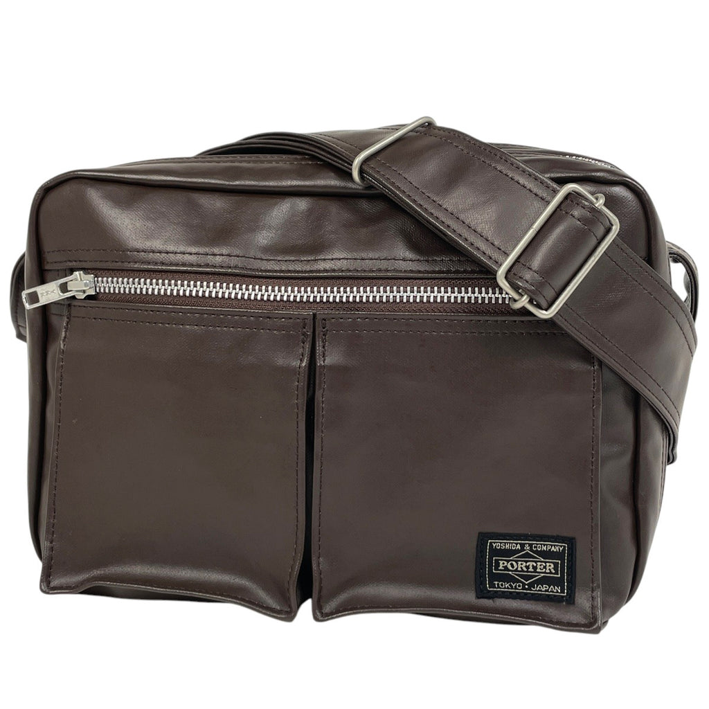 ポーター フリースタイル ショルダーバッグ ロゴ 斜め掛け ショルダーバッグ レザー ブラウン メンズ 【中古】brbag