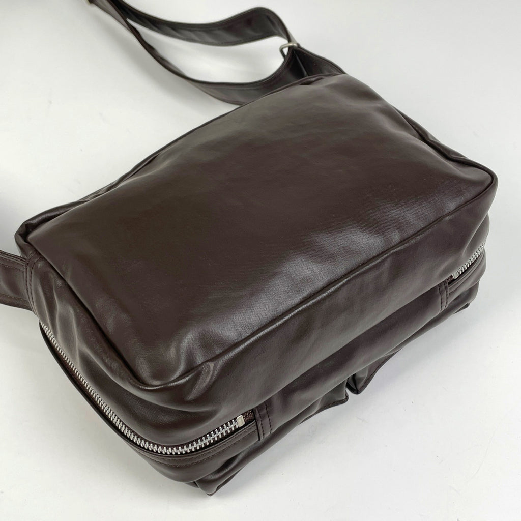 ポーター フリースタイル ショルダーバッグ ロゴ 斜め掛け ショルダーバッグ レザー ブラウン メンズ 【中古】brbag
