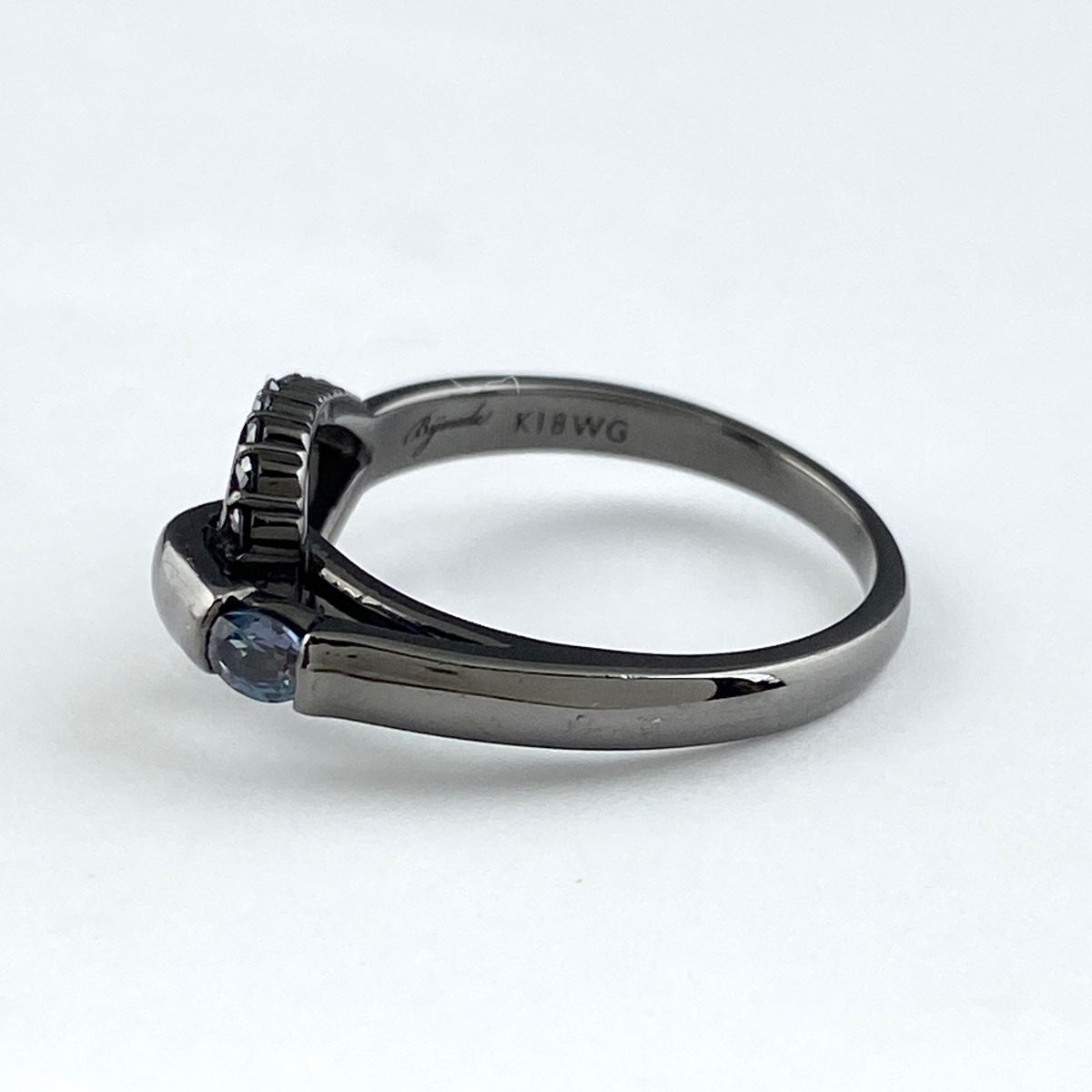 Bijoude アレキサンドライト デザインリング WG ホワイトゴールド 指輪 ブラックダイヤモンド リング 11.5号 K18 WG レディース 【中古】 ラッピング可