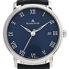 ブランパン ヴィルレ ウルトラスリム ローマン 6223C-1529-55A 腕時計 WG レザー 自動巻き ブルー メンズ 【中古】 
 ラッピング可