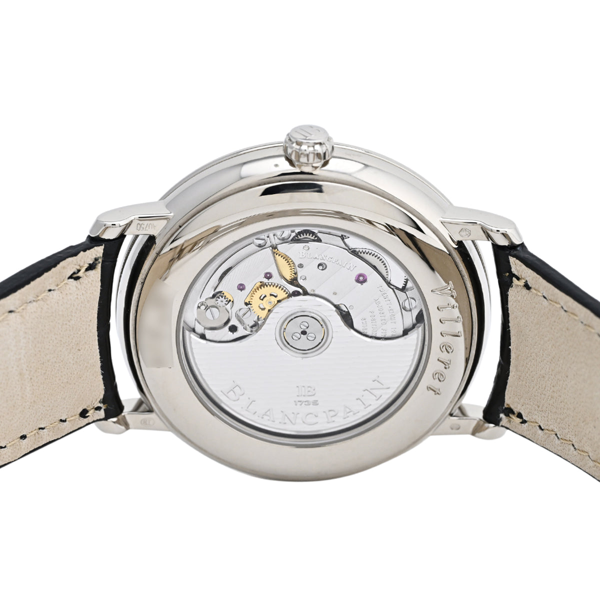 ブランパン ヴィルレ ウルトラスリム ローマン 6223C-1529-55A 腕時計 WG レザー 自動巻き ブルー メンズ 【中古】 , ラッピング可