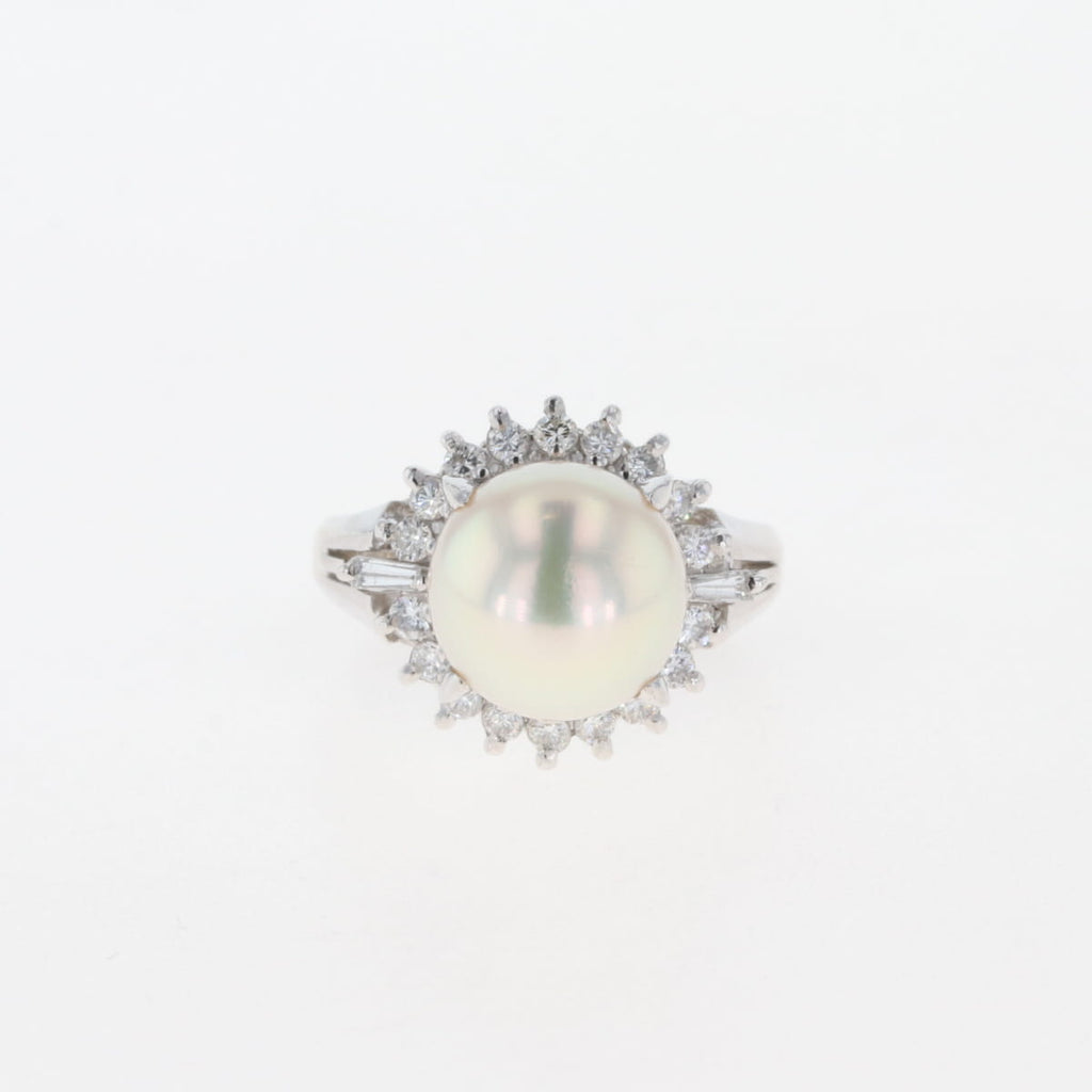 パール デザインリング プラチナ 指輪 メレダイヤ 真珠 リング 7号 Pt900 パール ダイヤモンド レディース 【中古】 
 ラッピング可