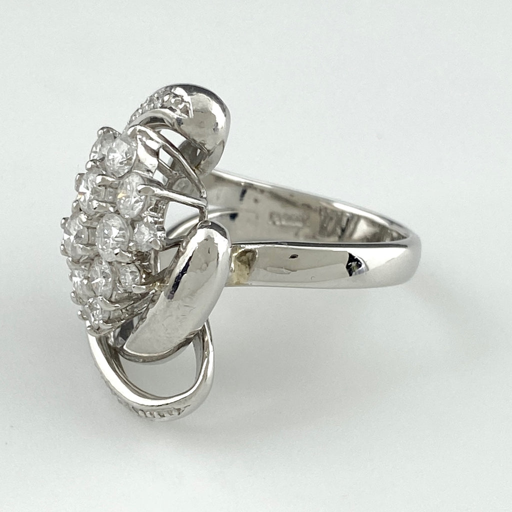 メレダイヤ デザインリング プラチナ 指輪 リング 9.5号 Pt900 ダイヤモンド レディース 【中古】 - レディースアクセサリー