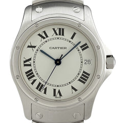 カルティエ サントス クーガー LM W20026K1 腕時計 SS 自動巻き ホワイト メンズ 【中古】 
 ラッピング可