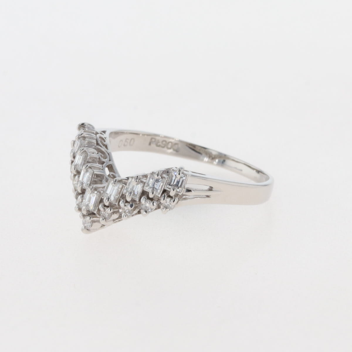 メレダイヤ デザインリング プラチナ 指輪 リング 16.5号 Pt900 ダイヤモンド レディース 【中古】, ラッピング可