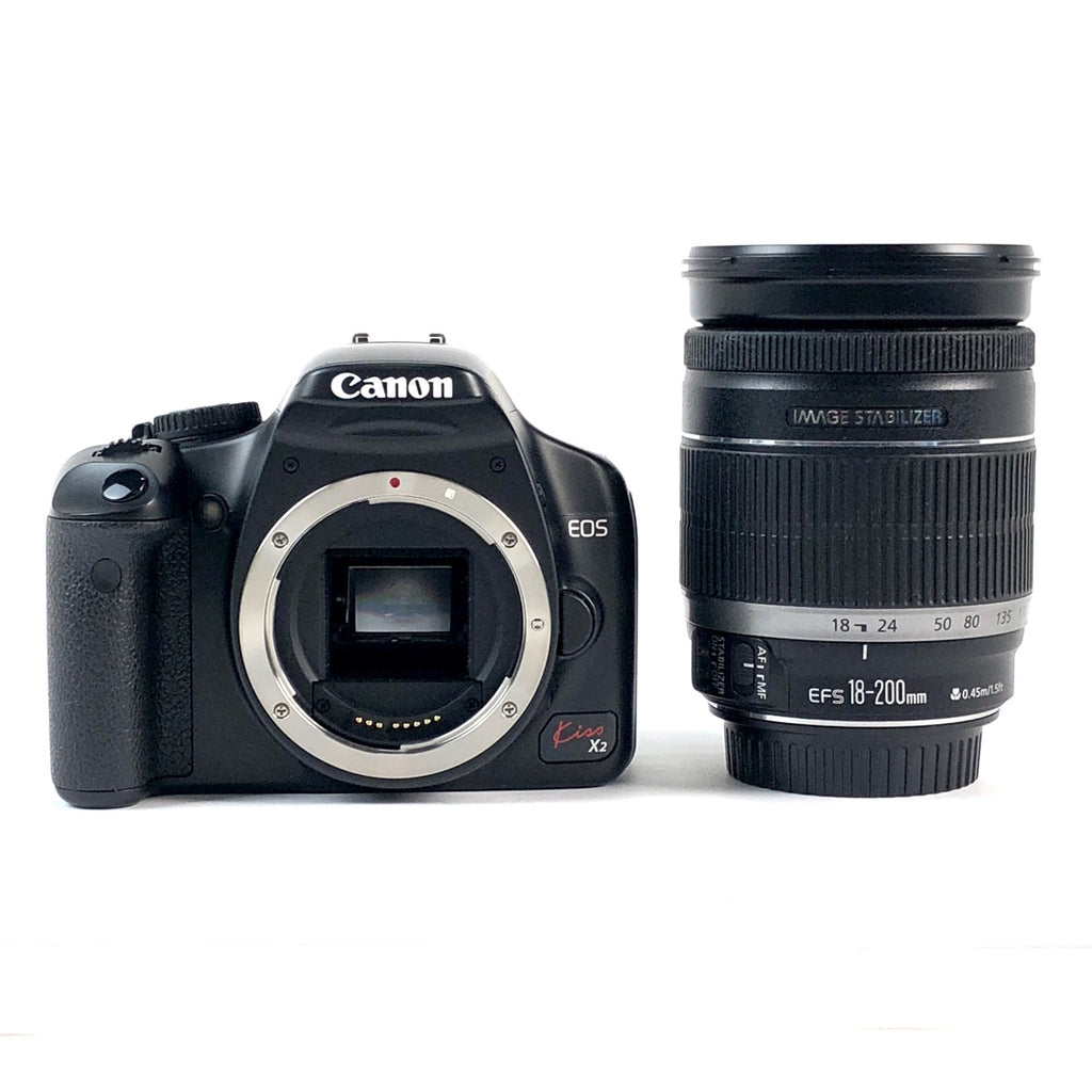 キヤノン Canon EOS Kiss X2 + EF-S 18-200mm F3.5-5.6 IS デジタル 一眼レフカメラ 【中古】