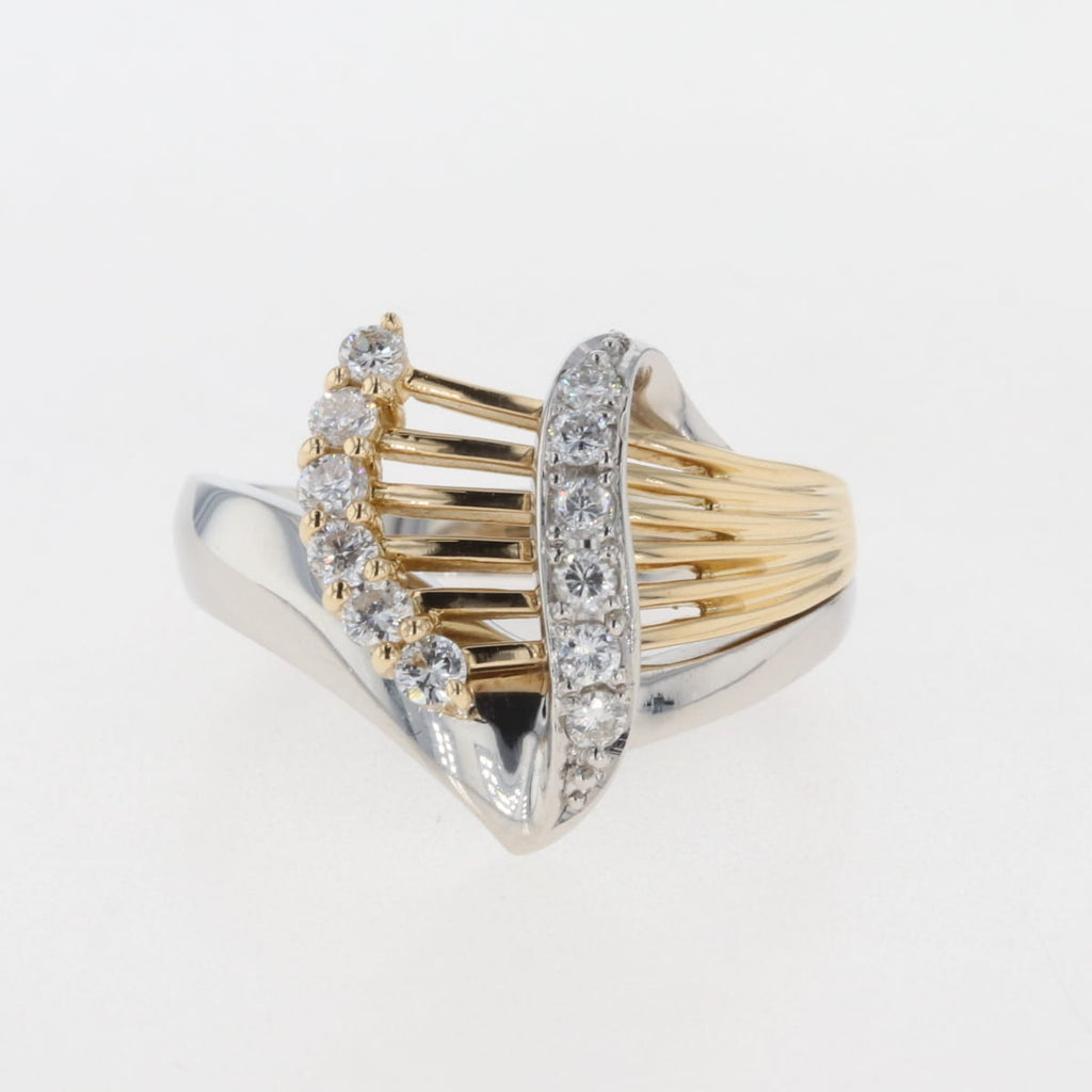 メレダイヤ デザインリング プラチナ 指輪 リング 14号 Pt900 K18 ダイヤモンド レディース 【中古】, ラッピング可