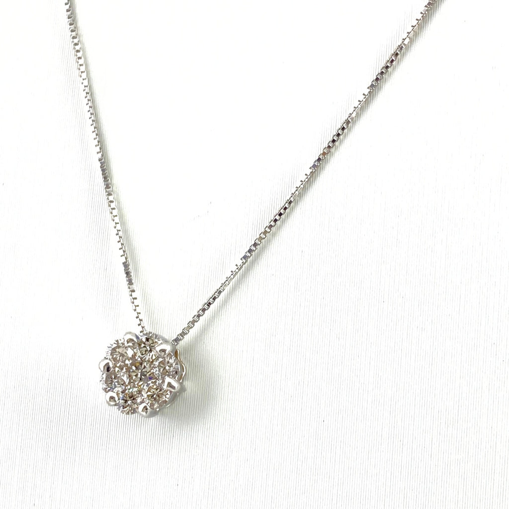 メレダイヤ デザインネックレス WG ホワイトゴールド ペンダント ネックレス K18 WG ダイヤモンド レディース 【中古】nbjwl