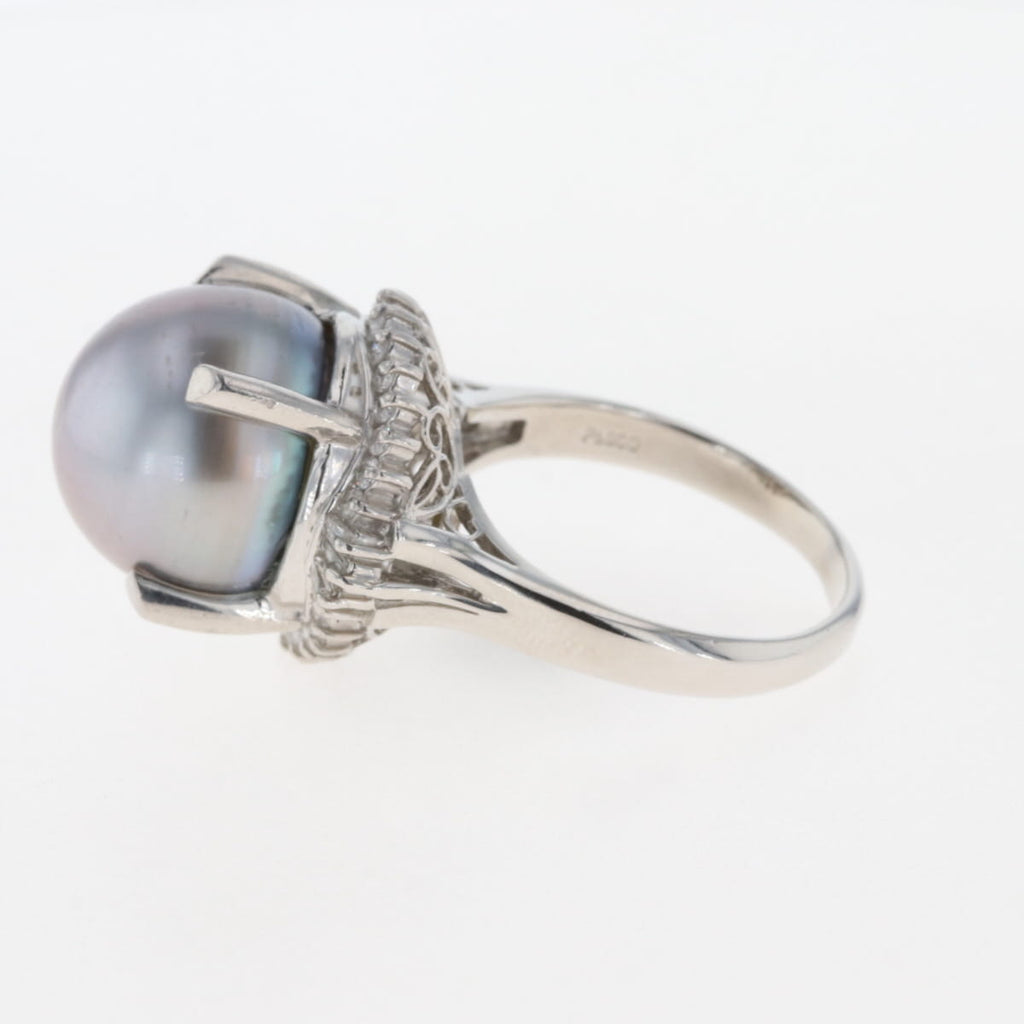 パール デザインリング プラチナ 指輪 メレダイヤ 真珠 リング 18号 Pt900 パール ダイヤモンド メンズ 【中古】 
 ラッピング可