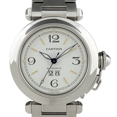 カルティエ パシャC ビッグデイト W31044M7 腕時計 SS 自動巻き ホワイト ユニセックス 【中古】 
 ラッピング可