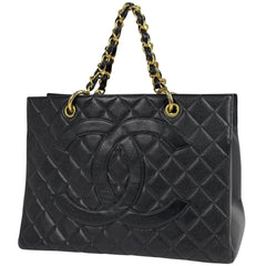 シャネル ココマーク チェーン トートバッグ ハンドバッグ マトラッセ トートバッグ キャビアスキン ブラック レディース 【中古】brbag