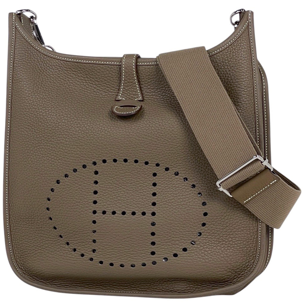 エルメス エヴリン 3 PM パンチング Hロゴ ショルダーバッグ トリヨンクレマンス エトゥープ D レディース 【中古】 brbag