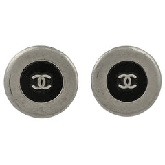シャネル ココマーク ラウンド イヤリング 丸型 イヤリング シルバーメッキ シルバー ブラック レディース 【中古】bracc