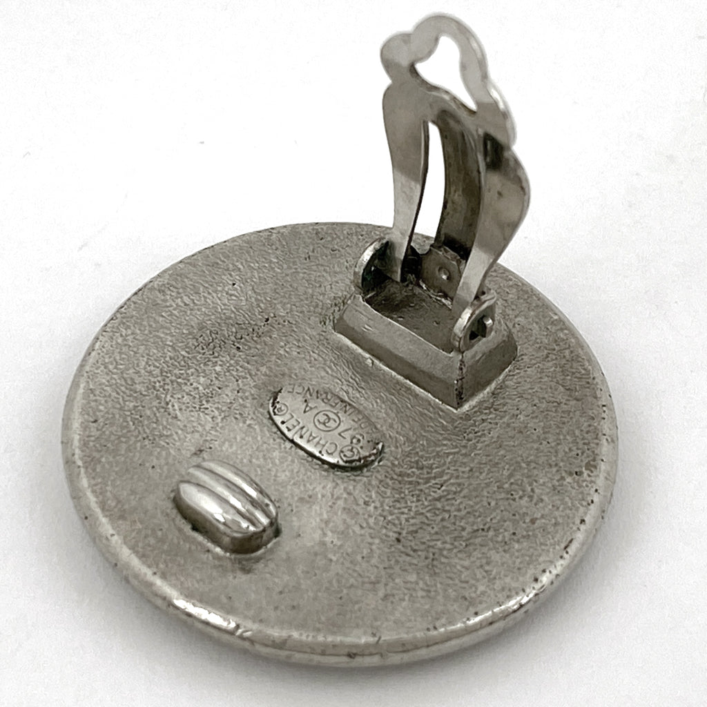 シャネル ココマーク ラウンド イヤリング 丸型 イヤリング シルバーメッキ シルバー ブラック レディース 【中古】bracc