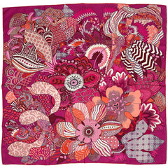 エルメス カレ90 FLEURS DINDIENNES インドの花 スカーフ シルク ピンク マルチカラー レディース 【中古】 
 ラッピング可