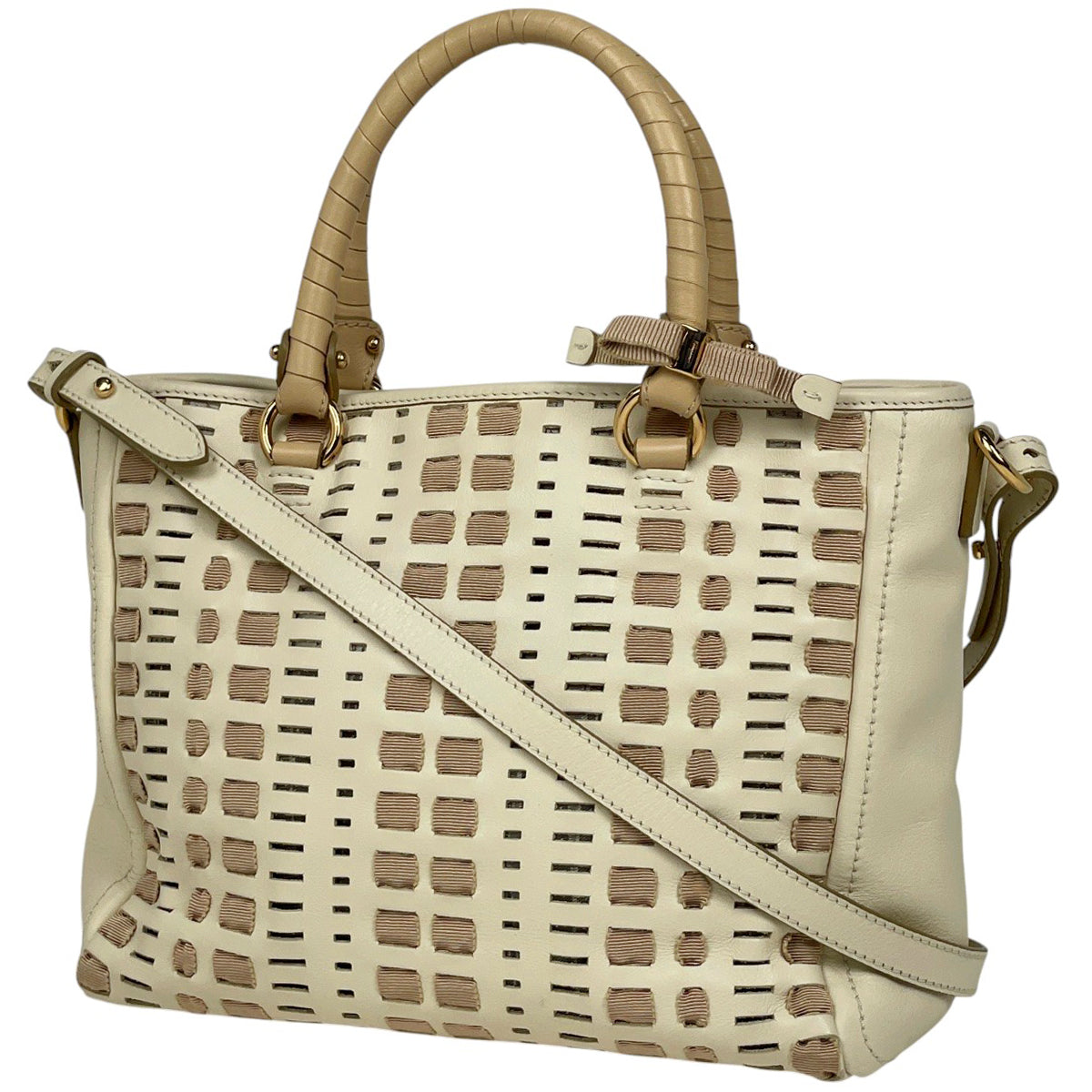 希少✨ サルヴァトーレフェラガモ　かごバッグ　ハンドバッグ　ヴァラリボン　レザー バイセル公式】サルヴァトーレフェラガモ ヴァラリボン