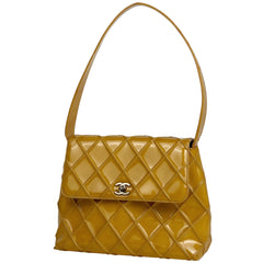 シャネル コスモスライン ショルダーバッグ ココマーク ワンショルダー エナメル ショルダーバッグ パテントレザー イエロー レディース 【中古】brbag