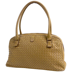 ボッテガヴェネタ イントレチャート ハンドバッグ 編み込み ハンドバッグ レザー ベージュ レディース 【中古】brbag