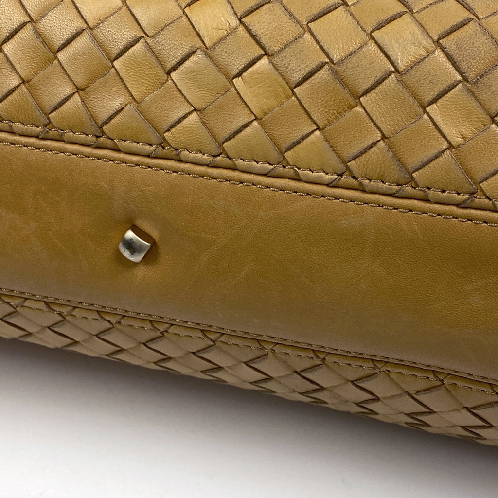 ボッテガヴェネタ イントレチャート ハンドバッグ 編み込み ハンドバッグ レザー ベージュ レディース 【中古】brbag