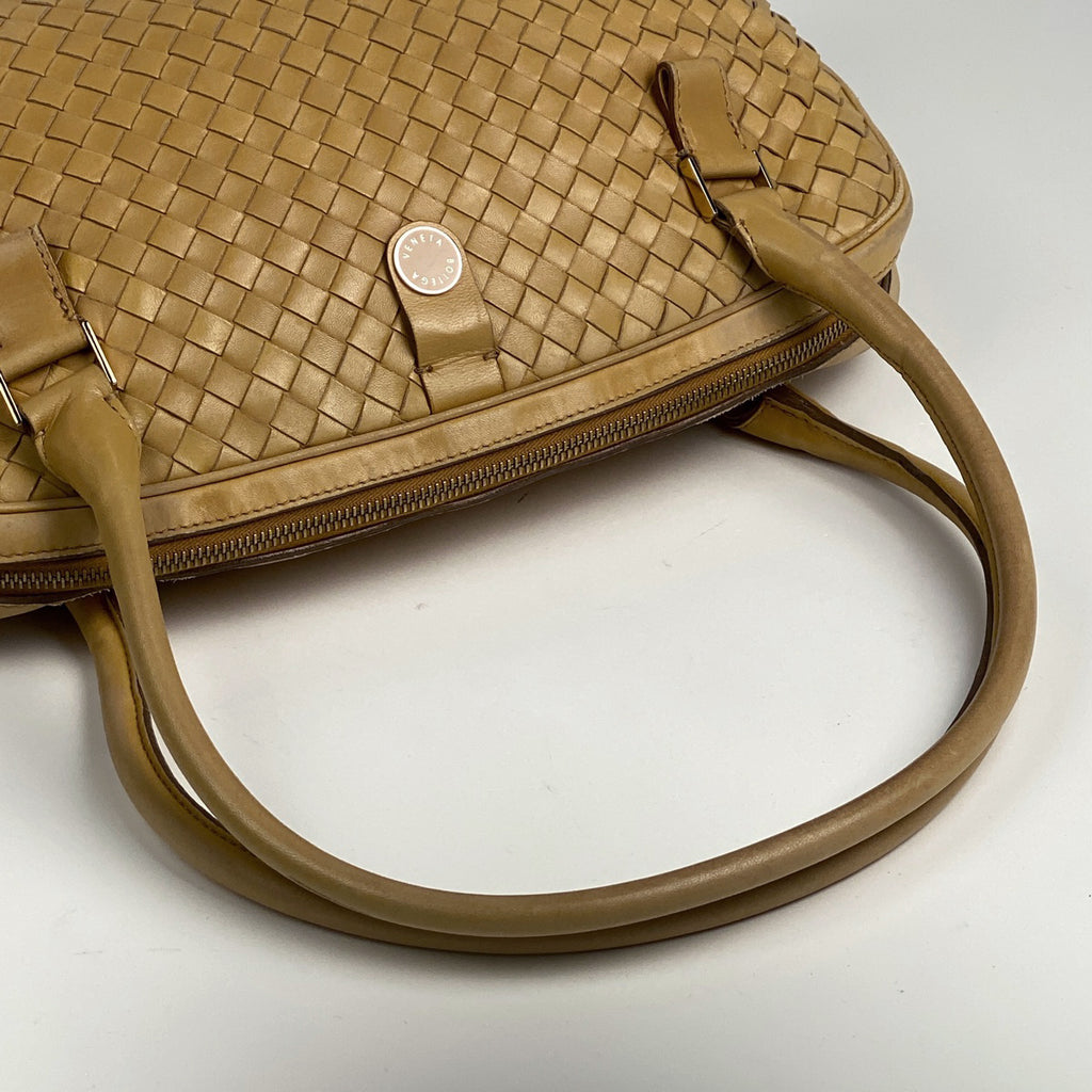 ボッテガヴェネタ イントレチャート ハンドバッグ 編み込み ハンドバッグ レザー ベージュ レディース 【中古】brbag