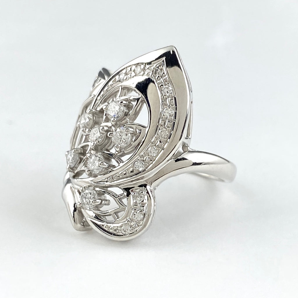メレダイヤ デザインリング プラチナ 指輪 リング 10号 Pt900 ダイヤモンド レディース 【中古】, ラッピング可