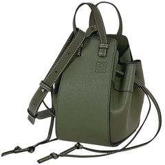 ロエベ ハンモック ドローストリング バッグ ミニ アナグラム 2WAY ショルダーバッグ ハンドバッグ レザー グリーン レディース 【中古】 brbag