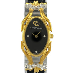 カレライカレラ カバロス 腕時計 YG ダイヤモンド レザー クォーツ ブラック レディース 【中古】 
 ラッピング可