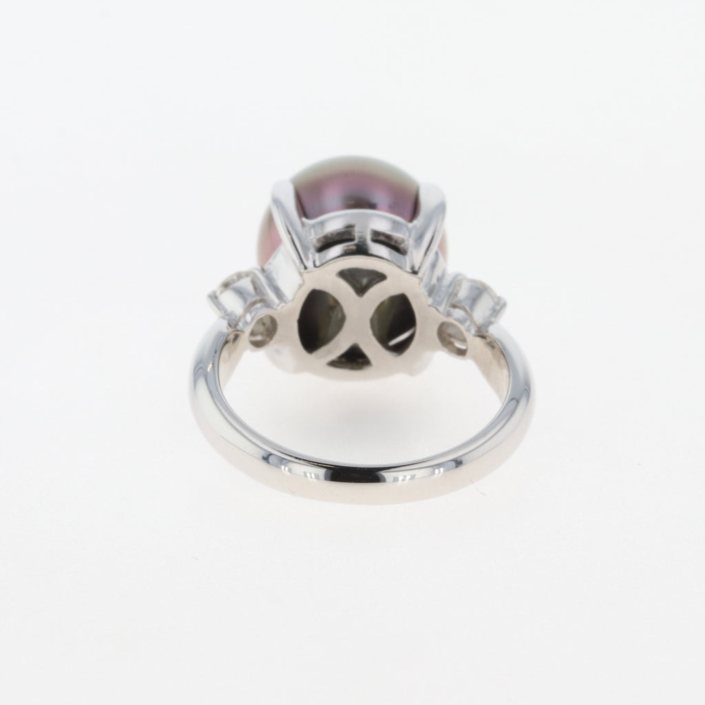 パール デザインリング プラチナ 指輪 メレダイヤ 真珠 リング 11号 Pt900 真珠 ダイヤモンド レディース 【中古】 
 ラッピング可