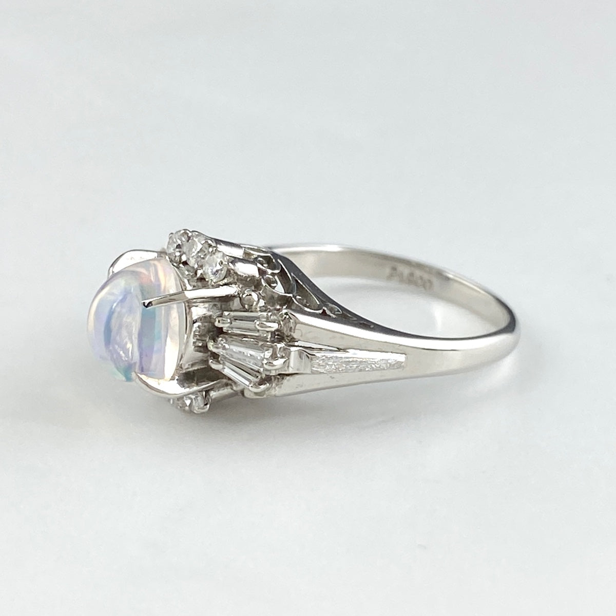 バイセル公式】オパール デザインリング プラチナ 指輪 メレダイヤ