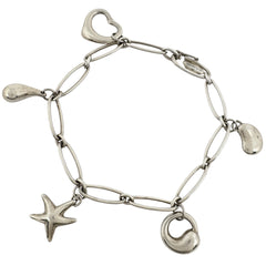 ティファニー オープンハート ティアドロップ ビーンズ スターフィッシュ チャーム ブレスレット 腕輪 ブレスレット シルバー925 シルバー レディース ブランドアクセサリー 【中古】bracc