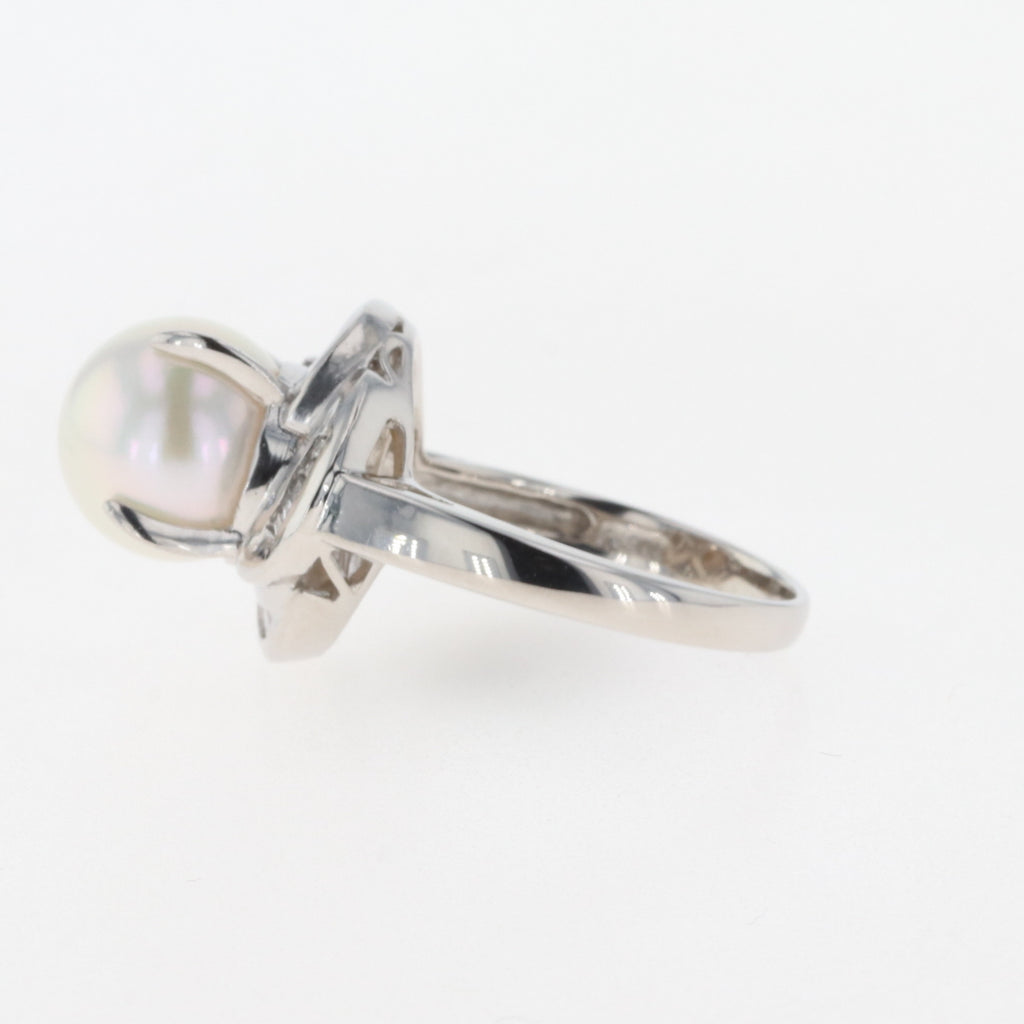 パール デザインリング プラチナ 指輪 真珠 リング 10号 Pt900 パール ダイヤモンド レディース 【中古】 
 ラッピング可