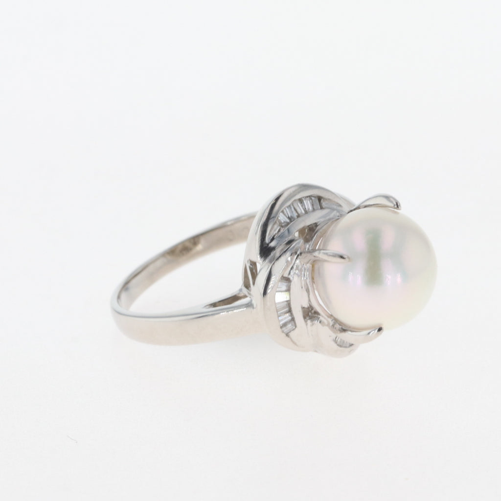 パール デザインリング プラチナ 指輪 真珠 リング 10号 Pt900 パール ダイヤモンド レディース 【中古】 
 ラッピング可