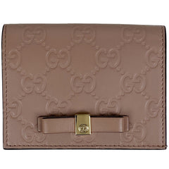 グッチ グッチシマ カードケース 名刺 リボン 札入れ カードケース シマレザー ピンク 406924 レディース 【中古】 brbag