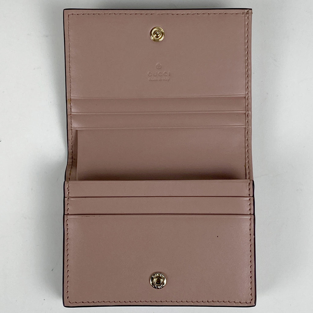 グッチ グッチシマ カードケース 名刺 リボン 札入れ カードケース シマレザー ピンク 406924 レディース 【中古】 brbag