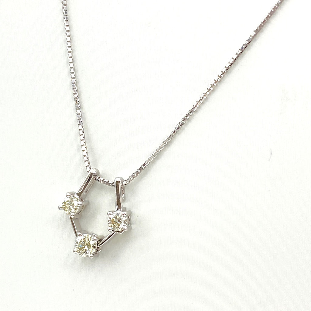 メレダイヤ デザインネックレス WG ホワイトゴールド ペンダント ネックレス K18 WG ダイヤモンド レディース 【中古】nbjwl