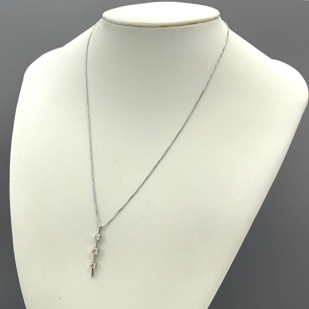 メレダイヤ デザインネックレス WG ホワイトゴールド ペンダント ネックレス K18 WG ダイヤモンド レディース 【中古】nbjwl