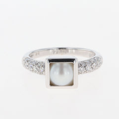 パール デザインリング 指輪 真珠 メレダイヤ リング 13.5号 K14 パール ダイヤモンド レディース 【中古】 
 ラッピング可