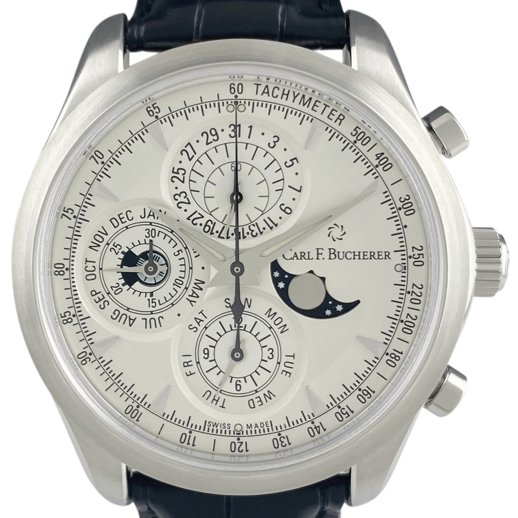 【OH済】【保証書】Carl F.Bucherer マネロ 150本限定 00.10906.08.13.01 腕時計 SS レザー 自動巻き シルバー メンズ 【中古】 wtcbb