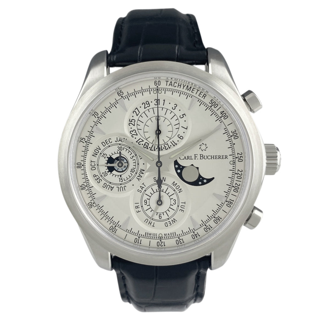 【OH済】【保証書】Carl F.Bucherer マネロ 150本限定 00.10906.08.13.01 腕時計 SS レザー 自動巻き シルバー メンズ 【中古】 wtcbb