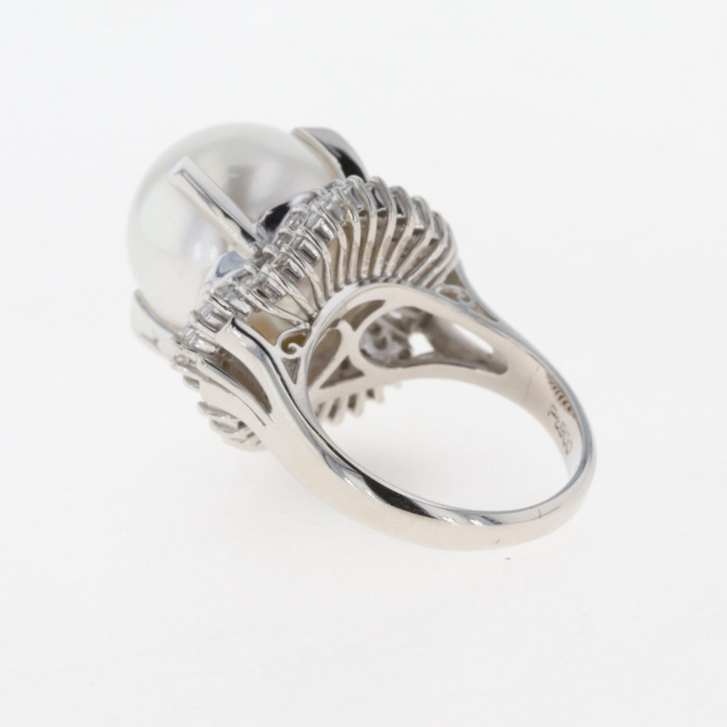 パール デザインリング プラチナ メレダイヤ 指輪 真珠 リング 9号 Pt900 パール ダイヤモンド レディース 【中古】 
 ラッピング可