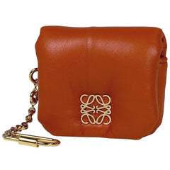 【在庫一掃】 ロエベ パファー ゴヤケース バッグチャーム アナグラム バッグチャーム レザー オレンジ レディース 【中古】 brbag