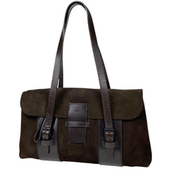 グッチ ロゴ トートバッグ ショルダーバッグ トートバッグ スエード ダークブラウン 101287 レディース 【中古】brbag